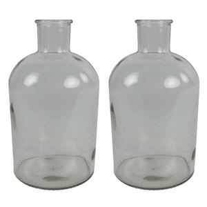 Countryfield 2x Stuks  Vaas - helder glas - Apotheker fles - D17 x H31 cm -