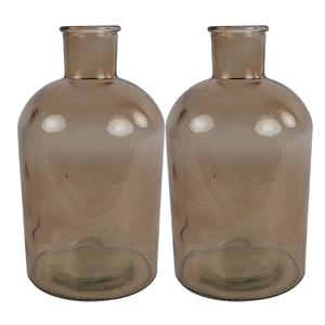 Countryfield 2x Stuks  Vaas - lichtbruin/transparant - glas - Apotheker fles vorm - D17 x H31 cm -
