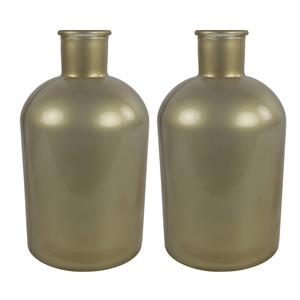 Countryfield 2x Stuks  Vaas - mat goud - glas - Apotheker fles vorm - D17 x H31 cm -