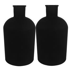 Countryfield Vaas - 2x stuks - mat zwart - glas - Apotheker fles - D17 x H31 cm -