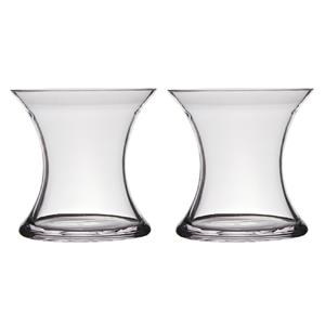Hakbijl Glass Set van 2x stuks transparante stijlvolle x-vormige vaas/vazen van glas 15 x 15 cm -