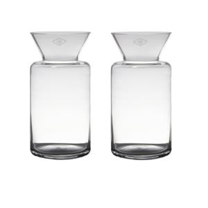 Set van 2x stuks transparante luxe vaas/vazen van glas 30 x 15 cm -