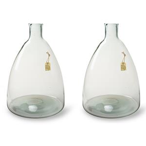 2x stuks transparante Eco vaas/vazen met hals van glas 36 x 24 cm -