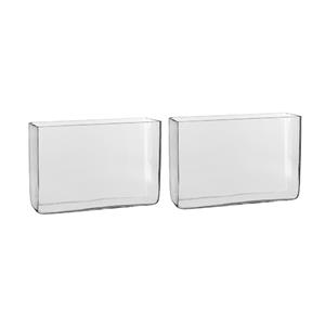 Mica Decorations 2x Hoge rechthoekige vaas/accubak transparant glas 30 x10 x20 -