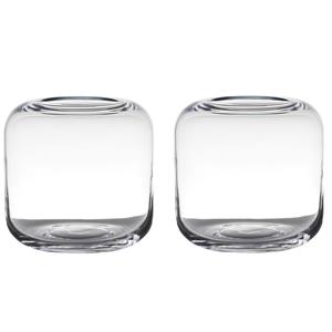 Set van 2x stuks transparante ronde vaas/vazen van glas 21 x 21 cm -