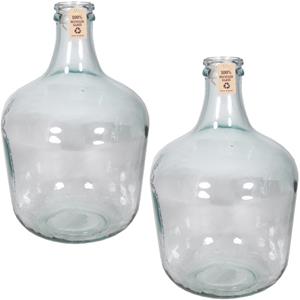 Floran Set van 2x stuks luxe glazen karaf vaas/vazen 12 liter smalle hals 28 x cm -