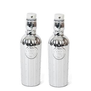 Merkloos 2x Glazen woondecoratie flessen zilver met beugeldop 550 ml -
