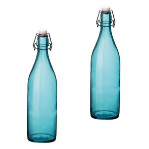 Set van 2 turquoise giara flessen met beugeldop -