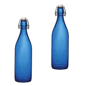 Set van 2 blauwe giara flessen met beugeldop -
