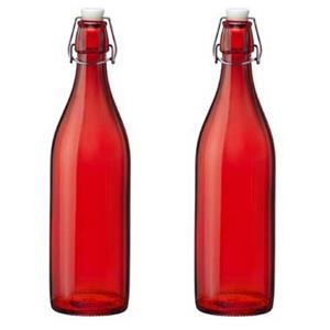 6x stuks rode giara flessen met beugeldop 30 cm van 1 liter -