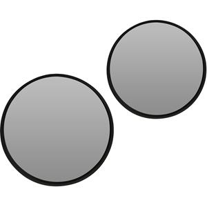 Merkloos Spiegels set rond - 2x - zwart hout - 30 cm + cm -