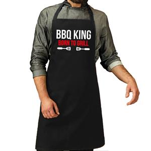 Bellatio Bbq king born to grill barbecue schort / keukenschort zwart heren -