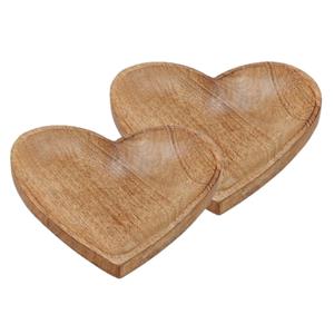 Set van 2x stuks serveerplanken/dienbladen van mangohout hartvorm 20 cm -