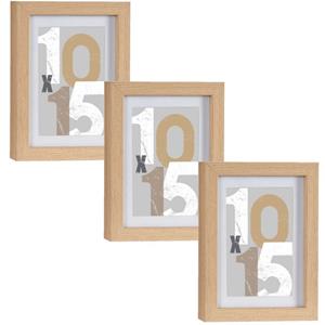 Arte r 3x stuks houten fotolijst bruin geschikt voor een foto van 10 x 15 cm of 13 x 18 cm -