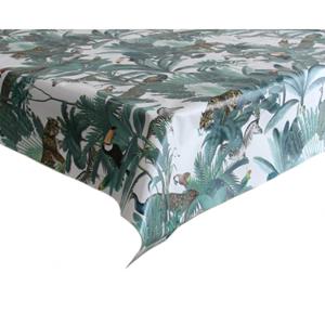 Bellatio Tafelzeil/tafelkleed jungle print met bladeren en dieren x 250 cm -