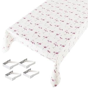 Tafelkleed/tafelzeil flamingo print x 245 cm met 4 klemmen -