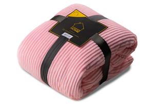 Teddy fleece deken van ribstof Roze