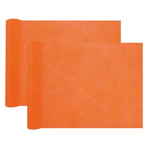 Santex Feest tafelloper op rol - 2x - oranje - 30 cm x 10 m - non woven polyester -