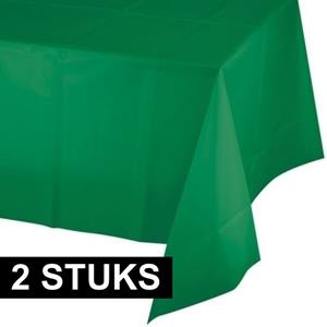 2x Tafelkleed groen 137 x 259 cm plastic -