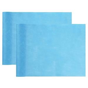 Santex Tafelloper op rol - 2x - turquoise blauw - 30 cm x 10 m - non woven polyester -