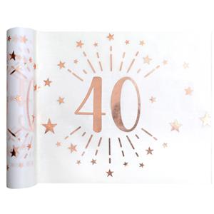 Santex Tafelloper op rol - 2x - jaar verjaardag - wit/rose goud - 30 x 500 cm - polyester -