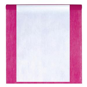Santex Feest tafelkleed met tafelloper - op rol - fuchsia roze/wit - 10 meter -