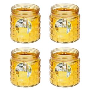 5x stuks citronella kaarsen tegen insecten in glazen pot 12 cm geel -