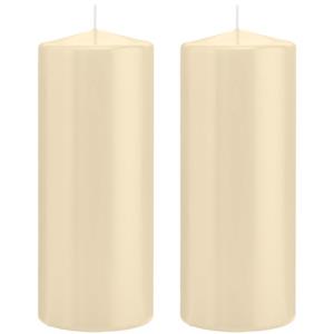 Trend Candles 2x Kaarsen cremewit 8 x 20 cm 119 branduren sfeerkaarsen -