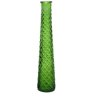 Decoris Vaas/bloemenvaas van gerecycled glas - D7 x H32 cm - groen -