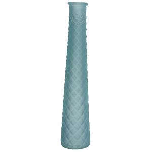 Decoris Vaas/bloemenvaas van gerecycled glas - D7 x H32 cm - mat lichtblauw -