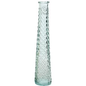 Decoris Vaas/bloemenvaas van gerecycled glas - D7 x H32 cm - transparant -