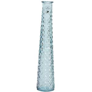 Decoris Vaas/bloemenvaas van gerecycled glas - D7 x H32 cm - transparant blauw -