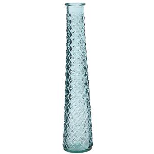 Decoris Vaas/bloemenvaas van gerecycled glas - D7 x H32 cm - transparant lichtblauw -