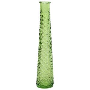 Decoris Vaas/bloemenvaas van gerecycled glas - D7 x H32 cm - transparant lichtgroen -