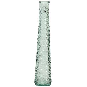 Decoris Vaas/bloemenvaas van gerecycled glas - D7 x H32 cm - transparant turquoise -