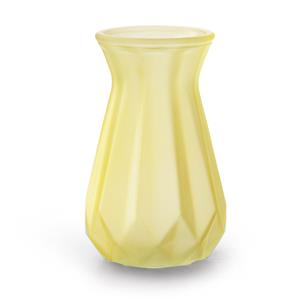 Jodeco Bloemenvaas - geel/transparant glas - H15 x D10 cm -