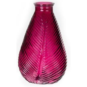 Bellatio Design Bloemenvaas - paars - transparant glas - D14 x H23 cm -