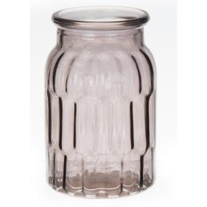 Bellatio Design Bloemenvaas - grijs - transparant glas - D12 x H18 cm -