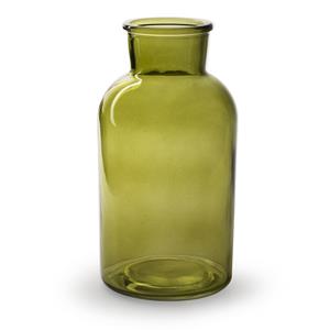 Jodeco Bloemenvaas - groen/transparant glas - H20 x D10 cm -