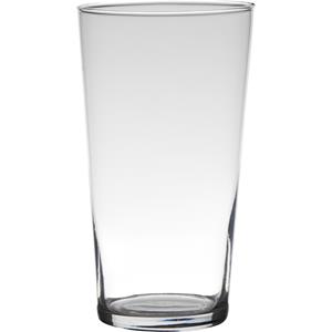 Transparante home-basics conische vaas/vazen van glas 25 x 14 cm -