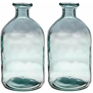 Bellatio Bloemenvaas - 2x - helder - transparant gerecycled glas - D11 x H21 cm -