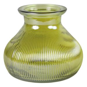 Decostar Bloemenvaas - geel/transparant glas - H12 x D15 cm -