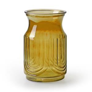 Jodeco Bloemenvaas - amber geel/transparant glas - H20 x D12.5 cm -