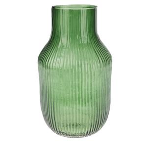 Excellent Houseware glazen vaas / bloemen vazen - groen - 12 x 23 cm -