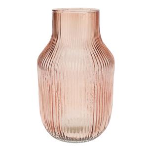 Excellent Houseware glazen vaas / bloemen vazen - roze - 12 x 23 cm -