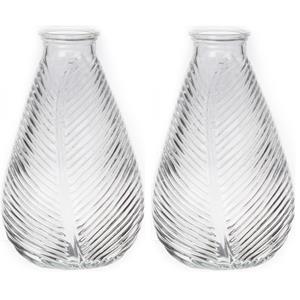 Bellatio Bloemenvaas - 2x - helder - transparant glas - D14 x H23 cm -