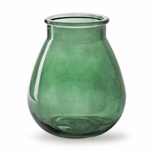 Jodeco Bloemenvaas druppel vorm type - mistic groen/transparant glas - H17 x D14 cm -