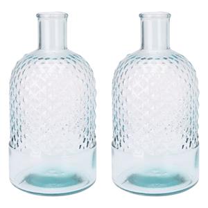 H&S Collection Bloemenvaas Salerno - 2x - Gerecycled glas - transparant - D12 x H23 cm -