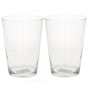 Bellatio Set van 3x stuks glazen vaas/vazen konisch helder glas 19 cm -