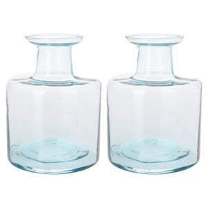 H&S Collection Bloemenvaas Umbrie - 2x - Gerecycled glas - transparant - D15 x H21 cm -